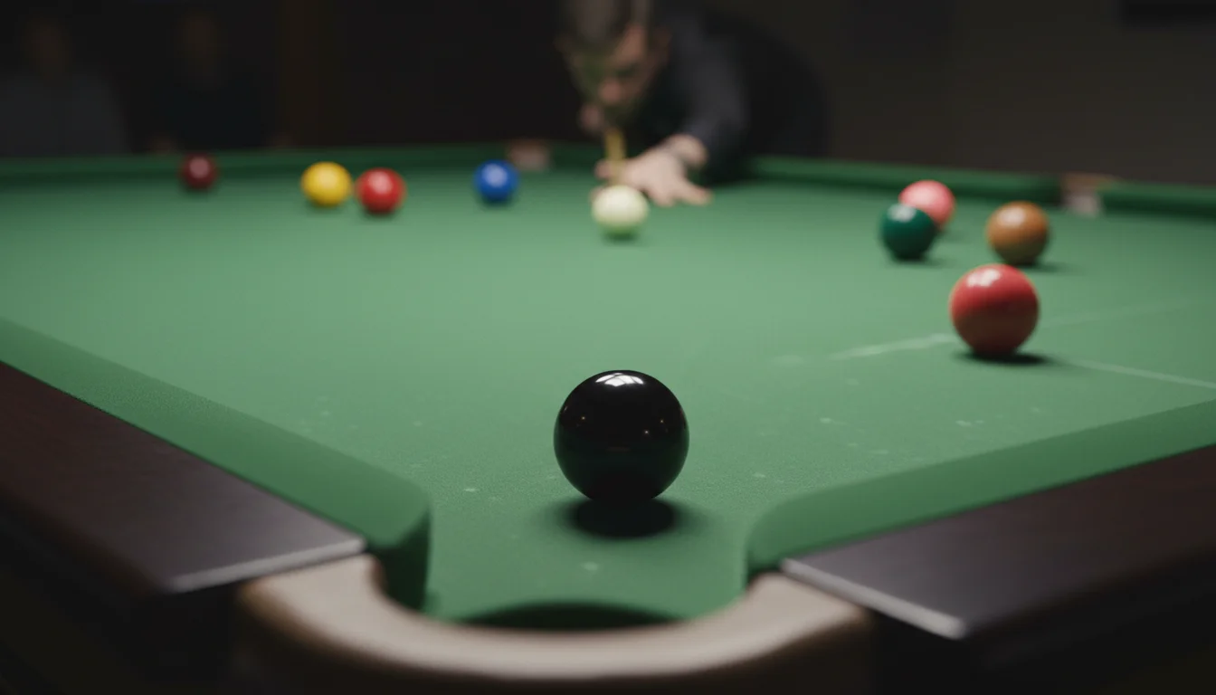 Snookerspeler bouwt een hoge break op aan een professionele snookertafel