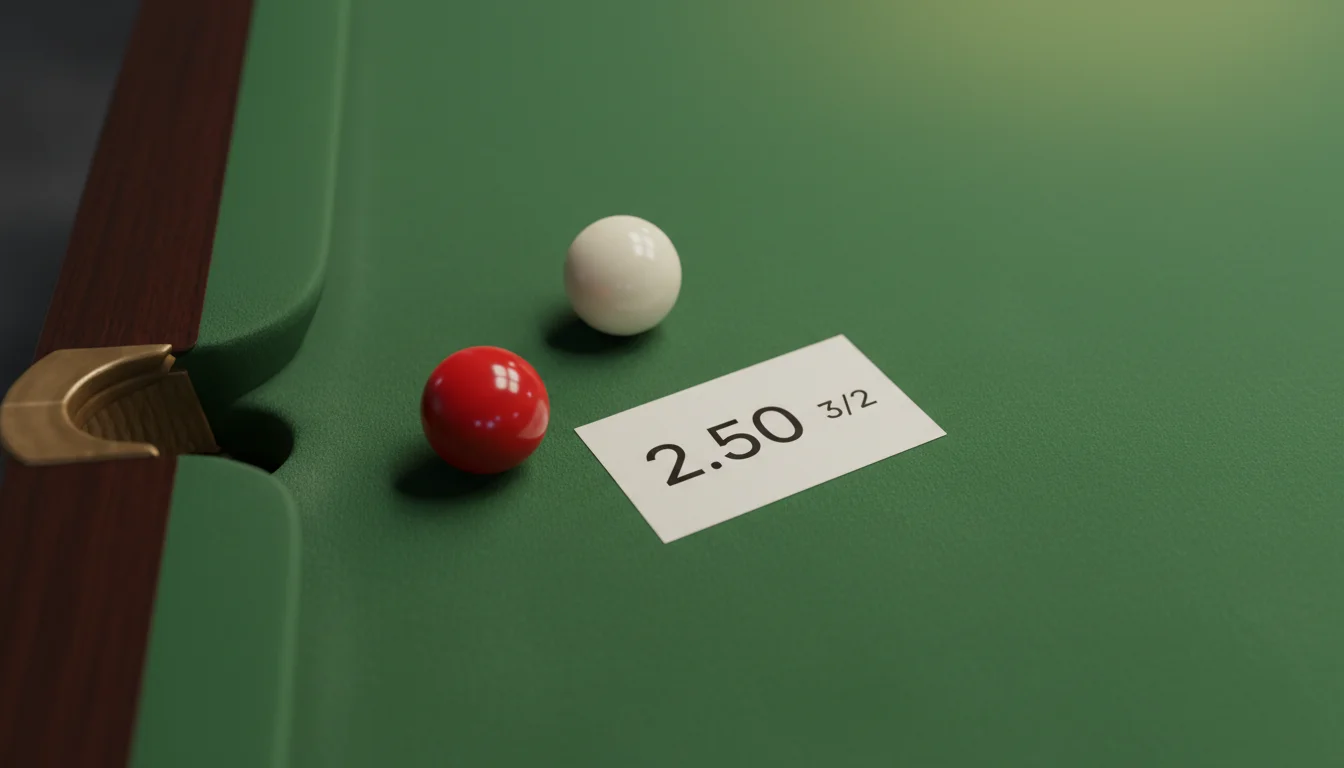 Snooker odds formaten decimaal en fractioneel naast een snookertafel