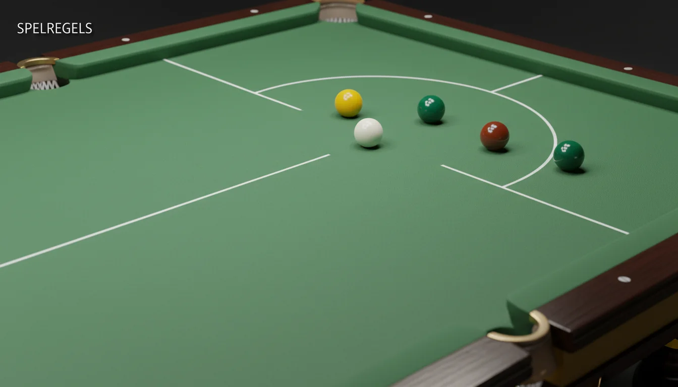 Snooker spelregels voor wedders — close-up van gekleurde ballen op groen laken